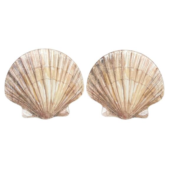 Sea Shell Malamine Plastic Dinner Plates Set of 2 Nautical Decor - Picture 1 of 4